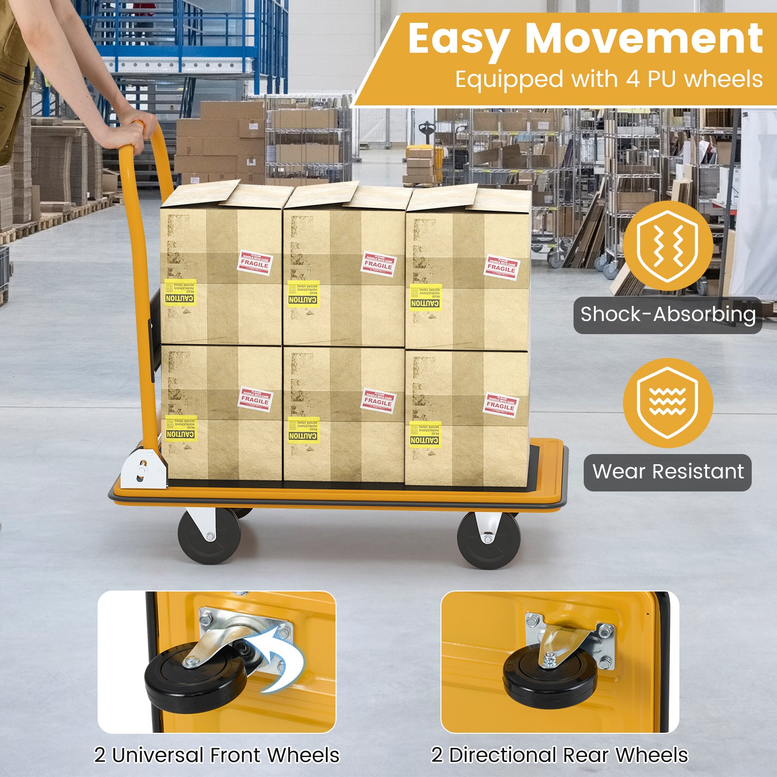 Folding Platform Cart Dolly Hand Truck-Black