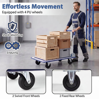 Folding Platform Hand Truck with 4 Wheels - 660 lbs Capacity