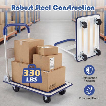 Folding Platform Hand Truck with 4 Wheels - 330 lbs Capacity
