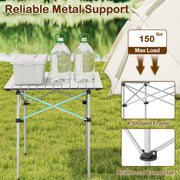 Folding Roll-up Camping Table with Metal Legs-Silver