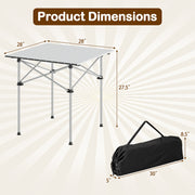 Folding Roll-up Camping Table with Metal Legs-Silver