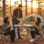 Folding Roll-up Camping Table with Metal Legs-Silver