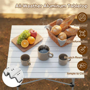 Folding Roll-up Camping Table with Metal Legs-Silver
