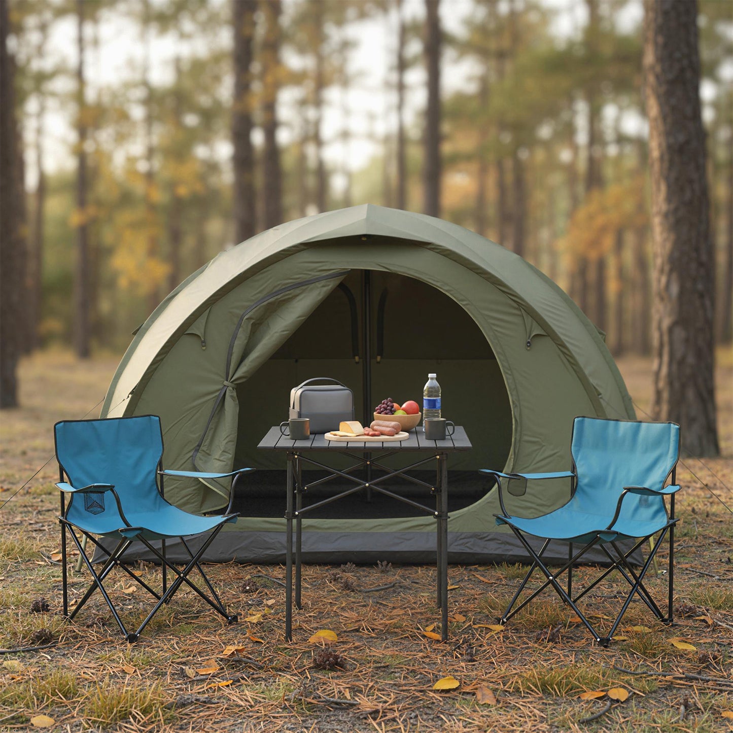 Folding Roll-up Camping Table with Metal Legs-Black