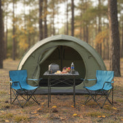 Folding Roll-up Camping Table with Metal Legs-Black
