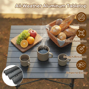 Folding Roll-up Camping Table with Metal Legs-Black
