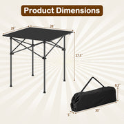 Folding Roll-up Camping Table with Metal Legs-Black