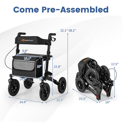 Folding Rollator Walker for Seniors with Seat for All Terrain