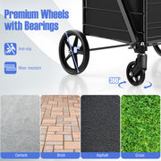 Folding Shopping Cart with Waterproof Liner Wheels and Basket-Black
