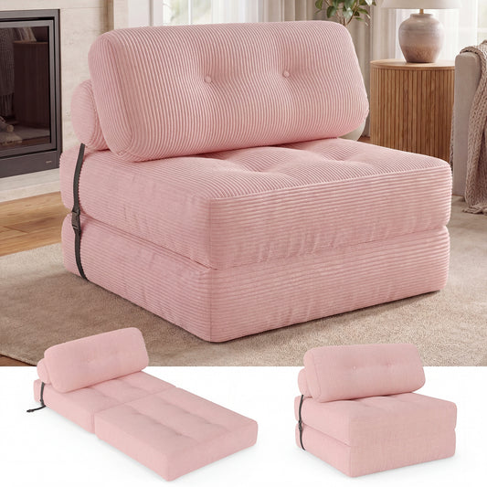 Folding Sofa Bed with Pillow and Back Support for Living Room