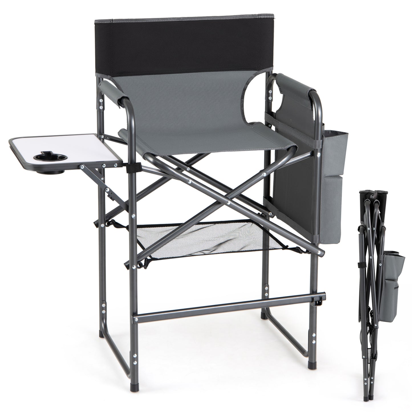 Tall Director Chair 26" Seat Height with Side Table