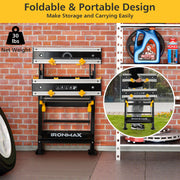 Folding Work Table with Tiltable Platform and 7-level Adjustable Height-Black