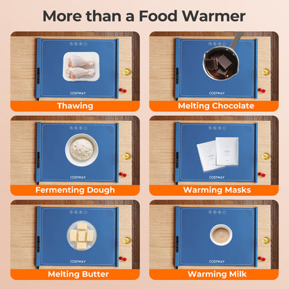 Food Warming Mat Rollable and Portable Electric Warming Tray with Fasting Heating-Blue