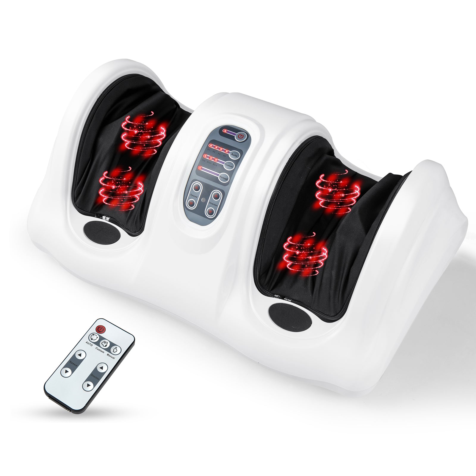 Therapeutic Shiatsu Foot Massager with High Intensity Rollers-Black - White