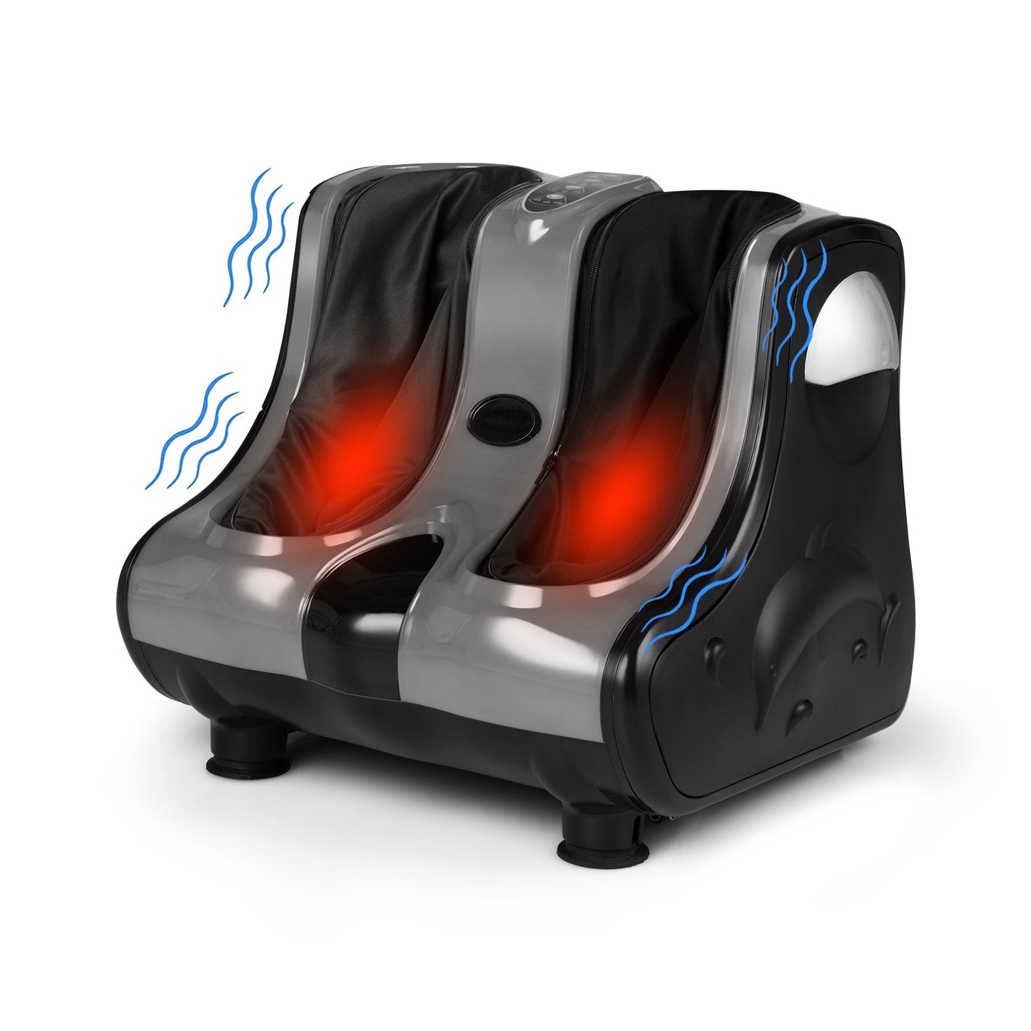 Foot and Calf Massager with Heat Vibration Deep Kneading and Shiatsu-Black - Gray