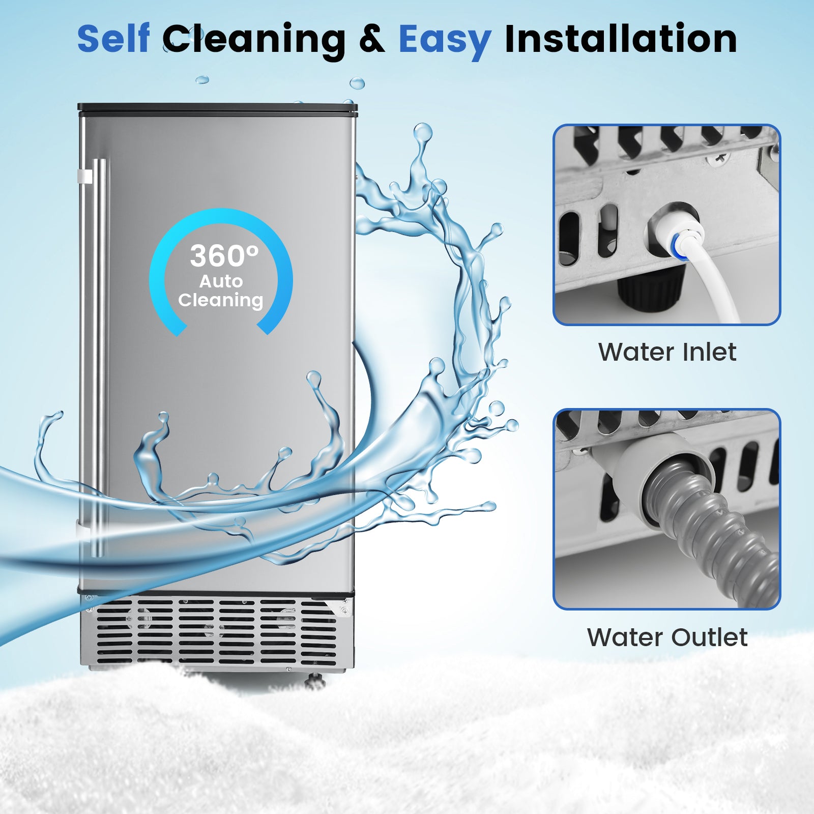 Free-Standing Built-In Undercounter Ice Maker-Silver