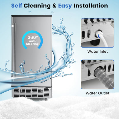 Free-Standing Built-In Undercounter Ice Maker-Silver