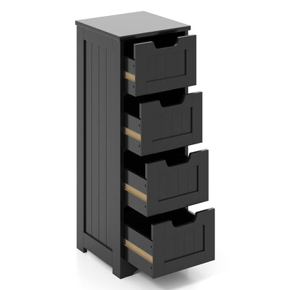 Free-Standing Side Storage Organizer with 4 Drawers-Black