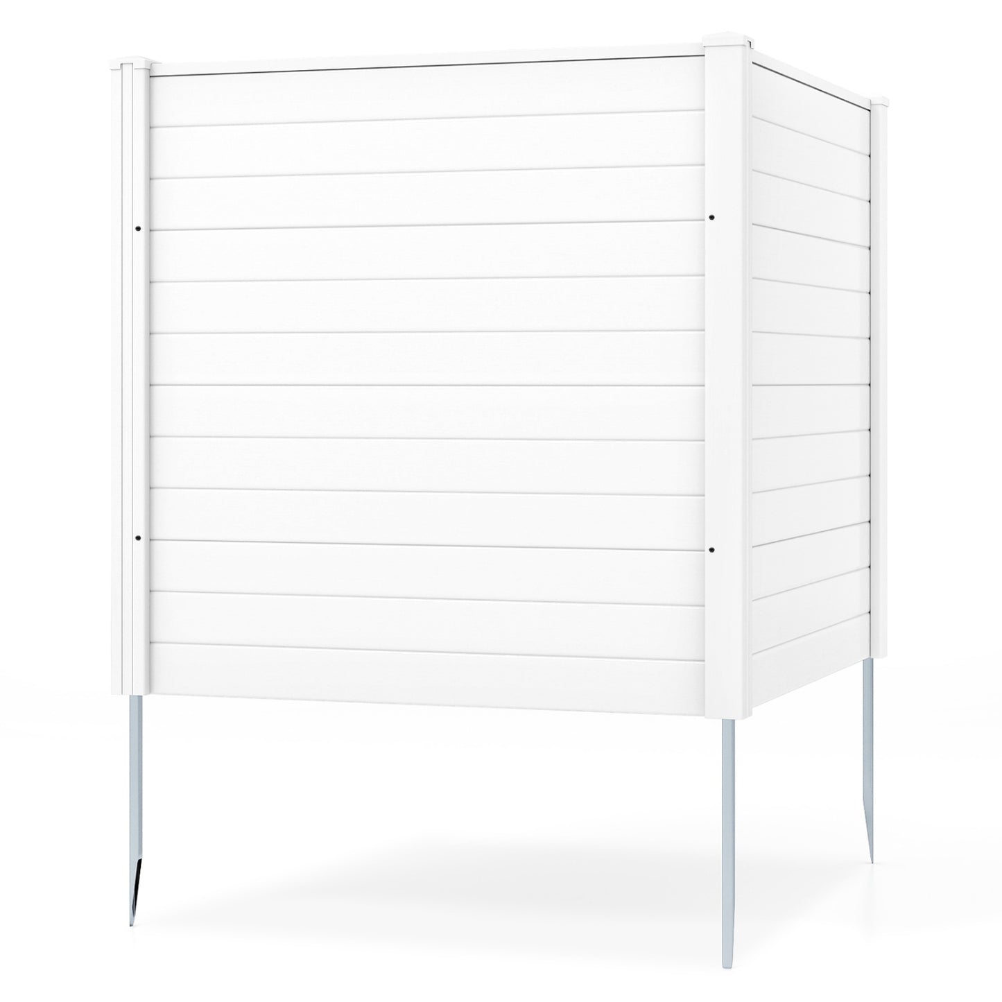 Freestanding 48 x 48 Inch Air Conditioner Fence with Metal Ground Stakes-White - White