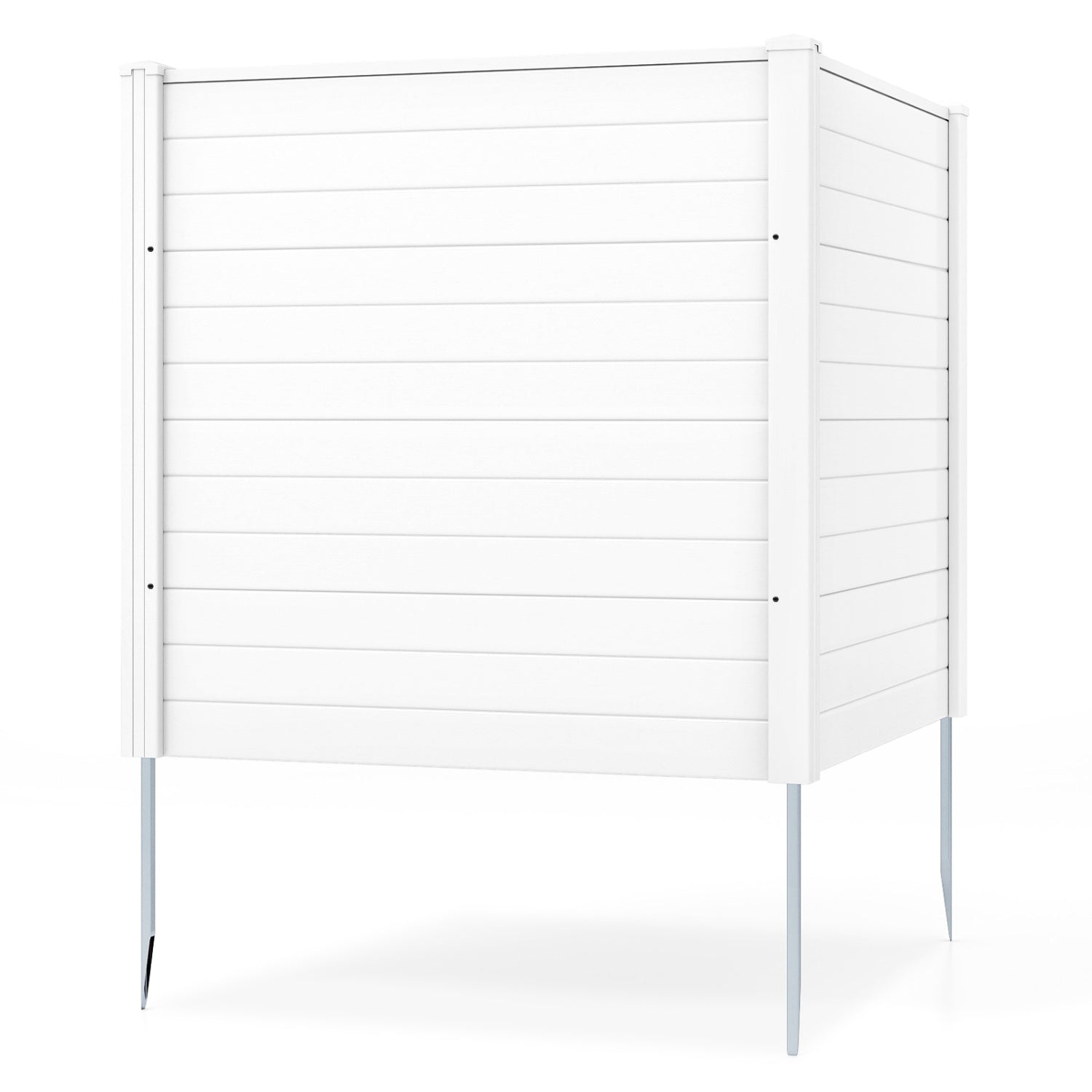 Freestanding 48 x 48 Inch Air Conditioner Fence with Metal Ground Stakes-White - White