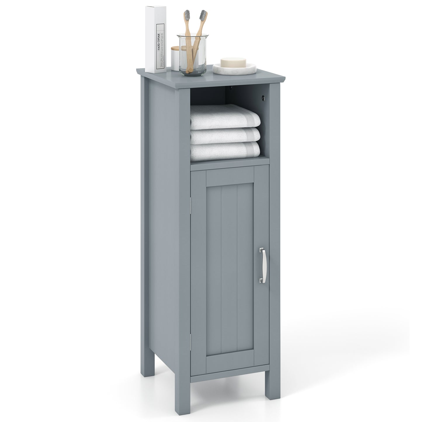 Bathroom Storage Organizer with 2-Tier Cabinet-Gray - Gray