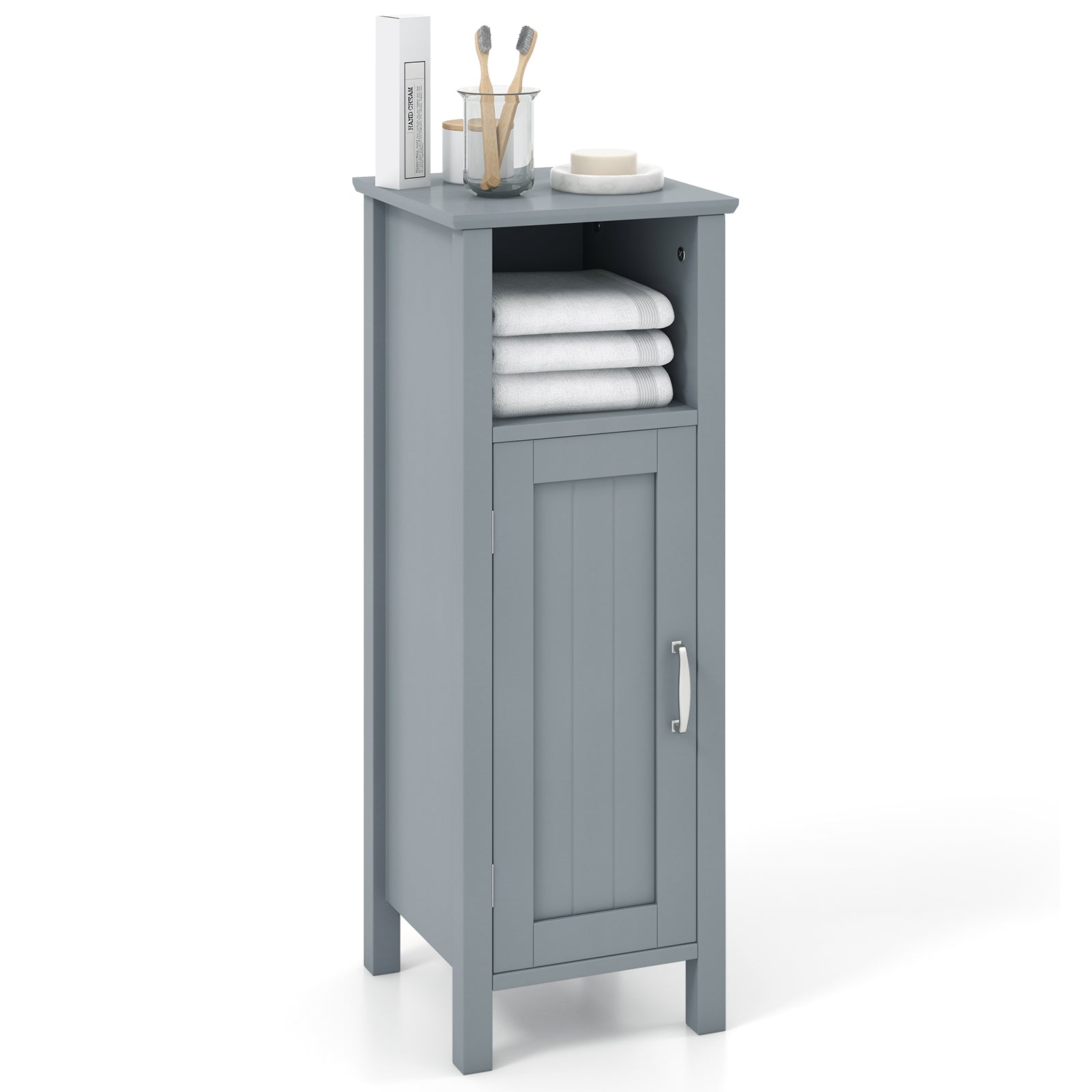 Bathroom Storage Organizer with 2-Tier Cabinet-Gray - Gray