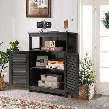 Wood Freestanding Bathroom Storage Cabinet with Double Shutter Door