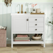 Freestanding Bathroom Vanity Unit with Basin Floor Storage Cabinet-White