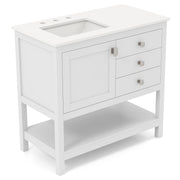 Freestanding Bathroom Vanity Unit with Basin Floor Storage Cabinet-White