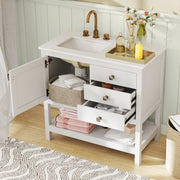 Freestanding Bathroom Vanity Unit with Basin Floor Storage Cabinet-White