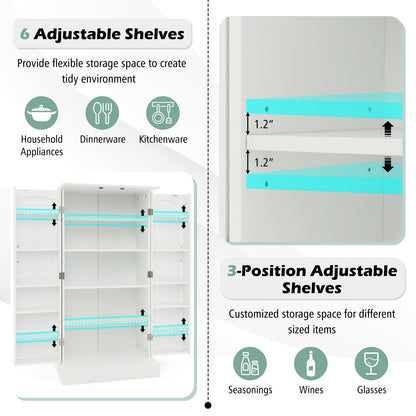 Freestanding Buffet Cupboards Sideboard with 2 Doors and Anti-Tipping Devices-White