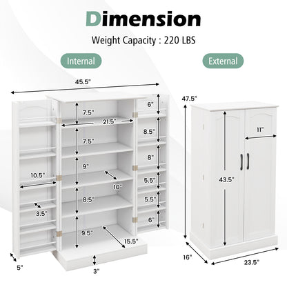 Freestanding Buffet Cupboards Sideboard with 2 Doors and Anti-Tipping Devices-White