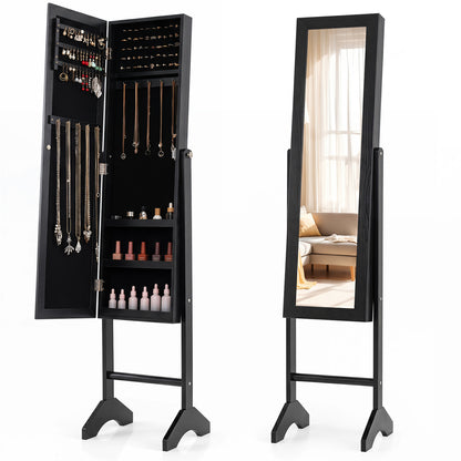 Freestanding Jewelry Armoire with Full Length Mirror