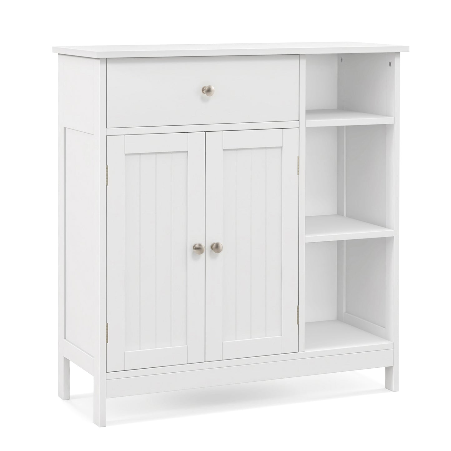 Bathroom Cabinet Floor Cabinet with Drawer and Open Compartments-White