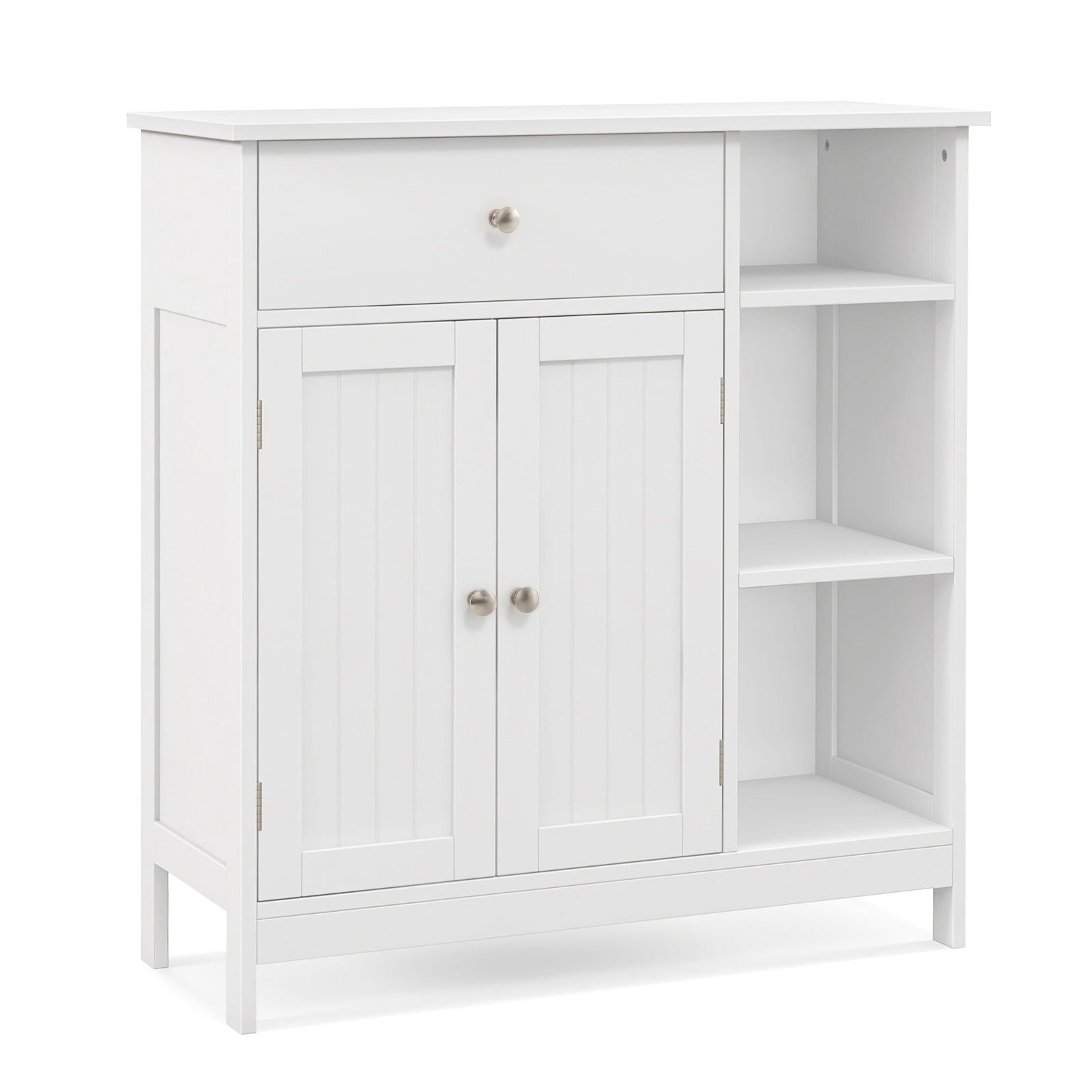 Bathroom Cabinet Floor Cabinet with Drawer and Open Compartments-White