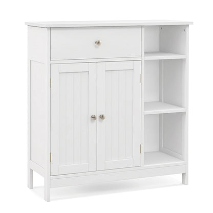 Bathroom Cabinet Floor Cabinet with Drawer and Open Compartments-White