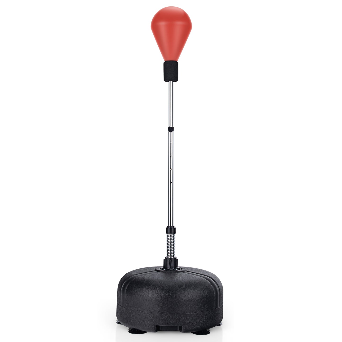Adjustable Freestanding Punching Bag with Boxing Gloves-Black - Red