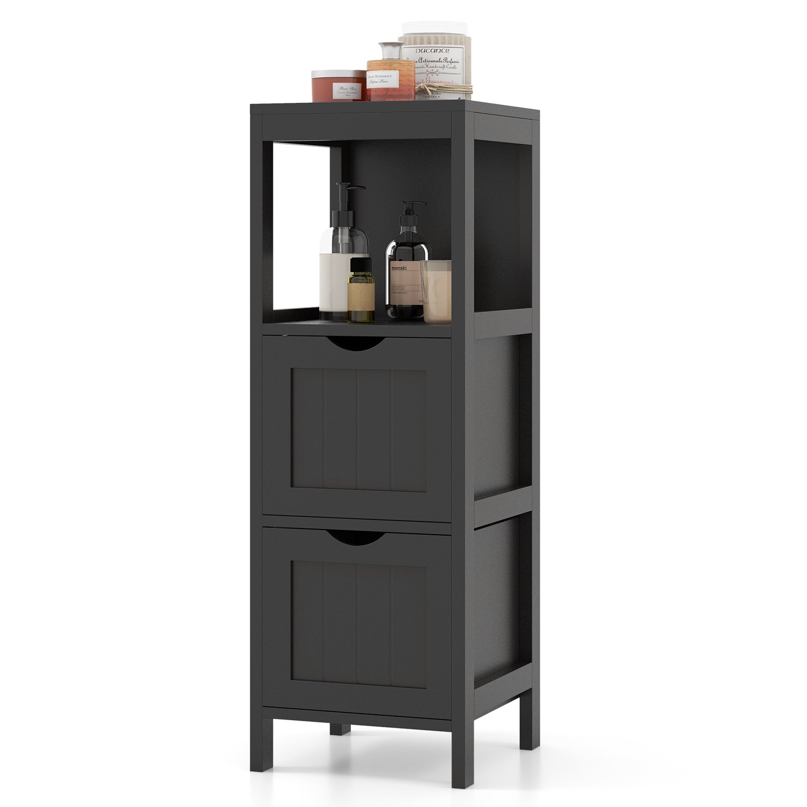 Freestanding Storage Cabinet with 2 Removable Drawers for Bathroom-Black