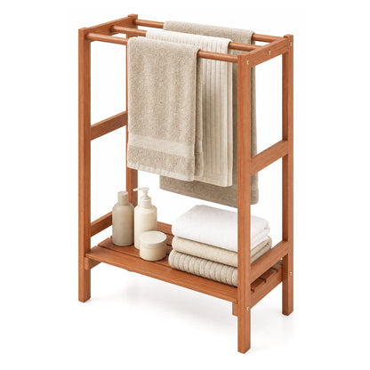 Freestanding Towel Rack with 3 Bars and Bottom Shelf