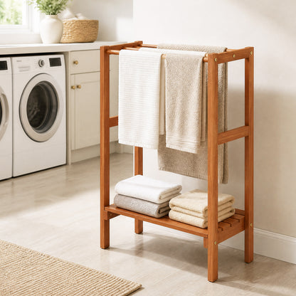 Freestanding Towel Rack with 3 Bars and Bottom Shelf