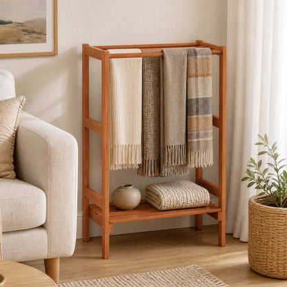 Freestanding Towel Rack with 3 Bars and Bottom Shelf