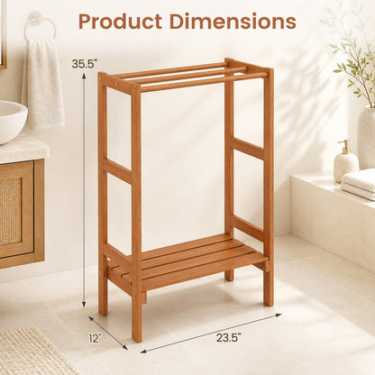 Freestanding Towel Rack with 3 Bars and Bottom Shelf