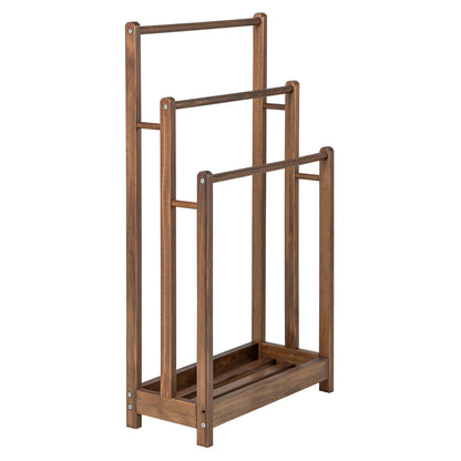 Freestanding Towel Rack 3-Bar Hand Towel Drying Stand with Bottom Storage Shelf