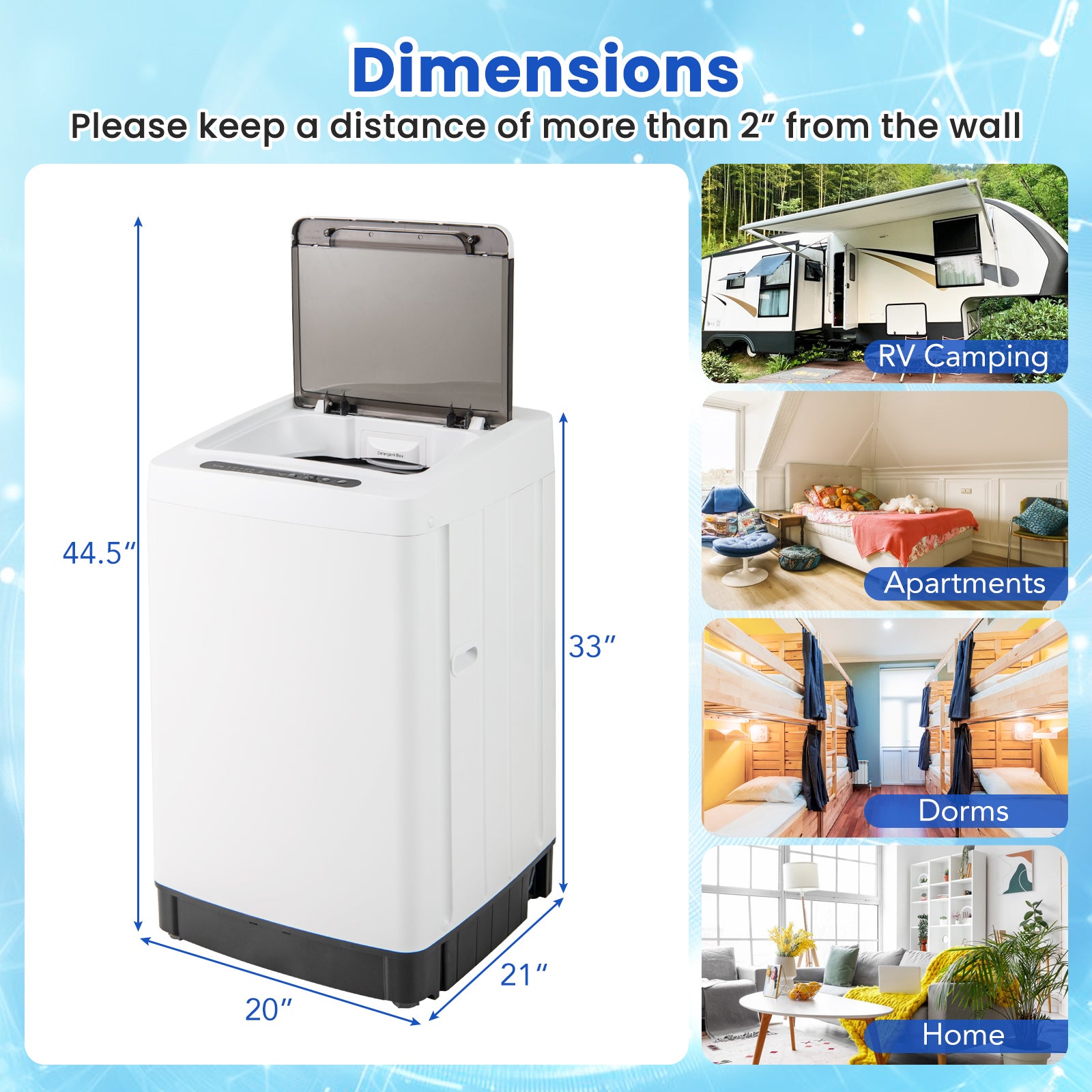 Full-Automatic Washing Machine Washer and Spin Combo-White - White