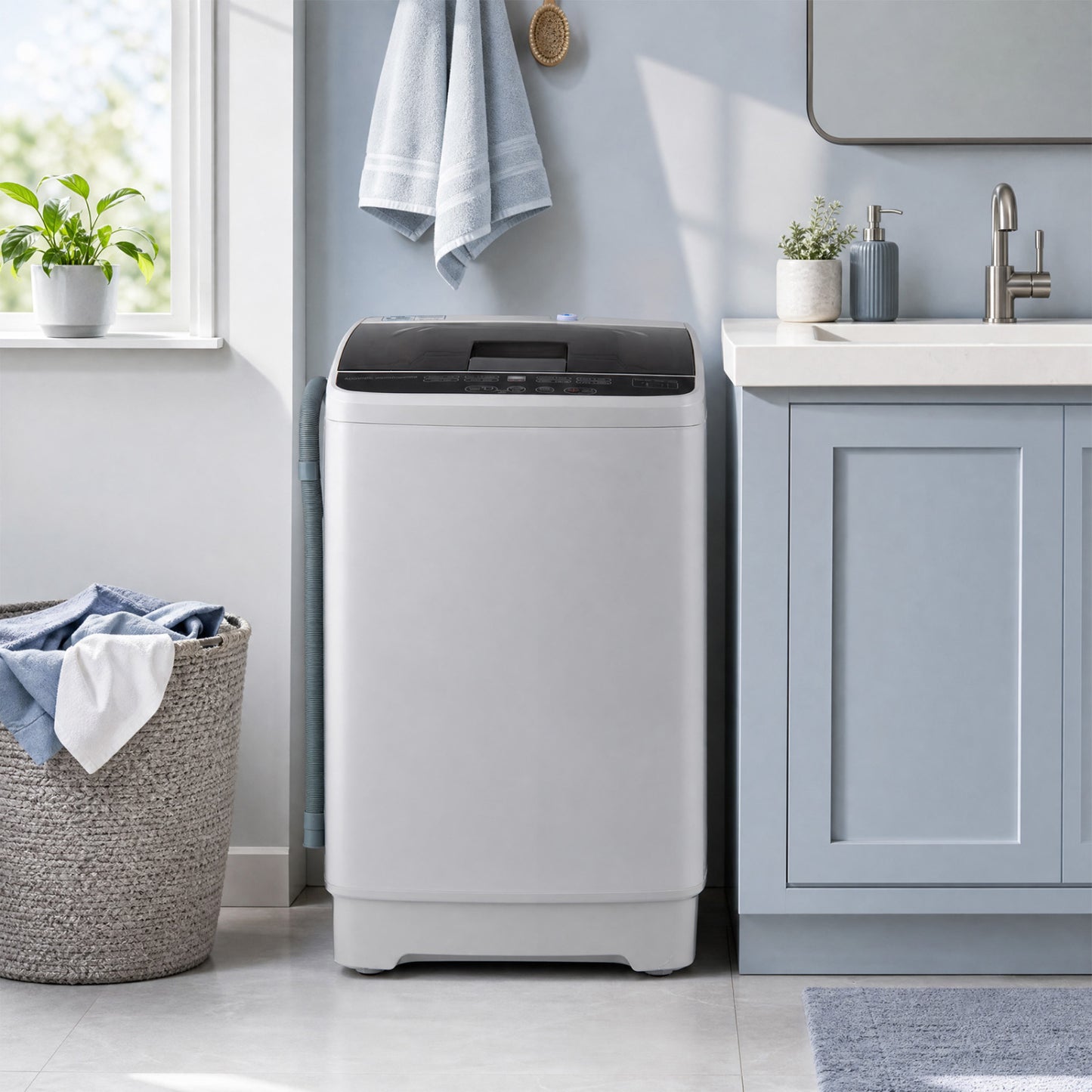 Automatic Washing Machine 7.7 lbs with 8 Programs & Drain Pump