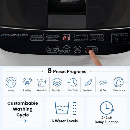 Automatic Washing Machine 7.7 lbs with 8 Programs & Drain Pump