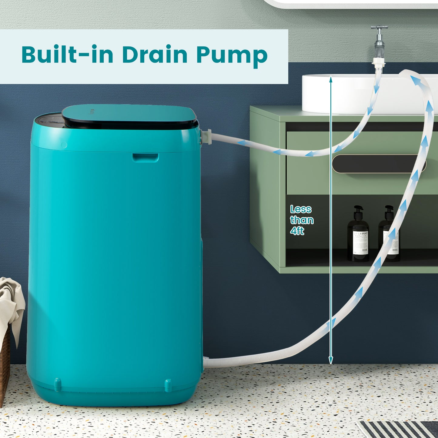 7.7 lbs Full-Automatic Washing Machine with 10 Washing Programs