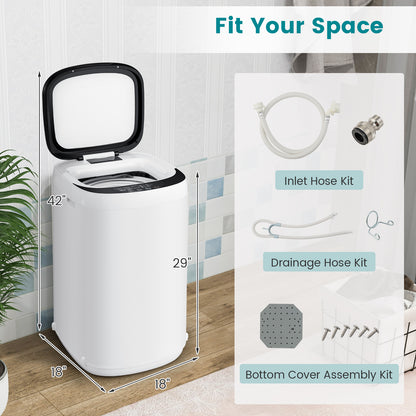 7.7 lbs Full-Automatic Washing Machine with 10 Washing Programs-Blue - White
