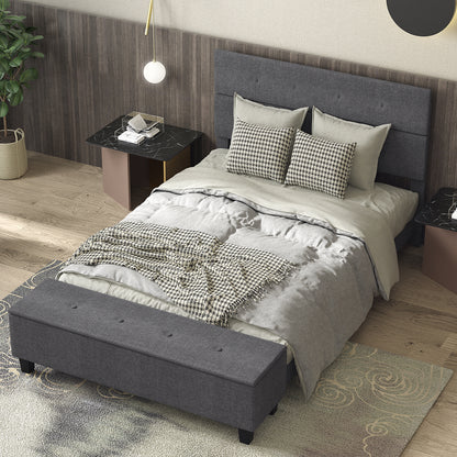 Full/Queen/Twin Upholstered Bed Frame with Ottoman Storage