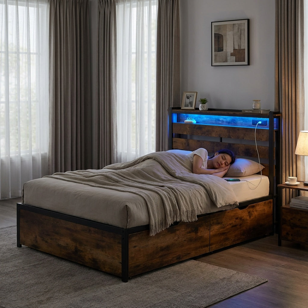Twin LED Bed Frame with 60 000+ Color Lights & App Control
